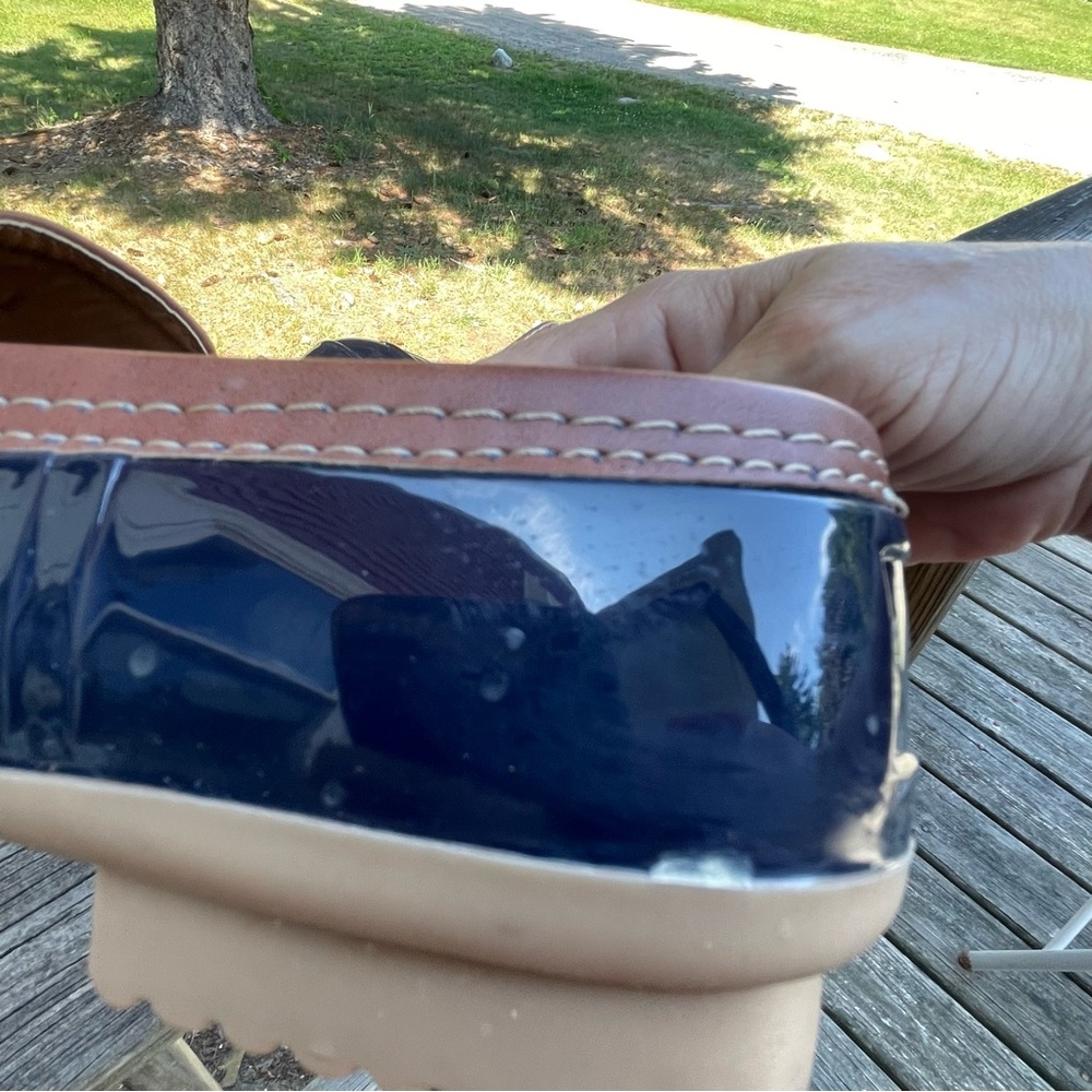 Yoki Women's Glossy Blue and Brown Rain Duck Shoes - Picture 7 of 9